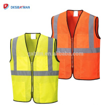 Hi Vis Haute Visibilité Mesh Gilet de Sécurité Réfléchissant ANSI Classe 2 Construction Trafic Vêtements De Travail Orange Jaune